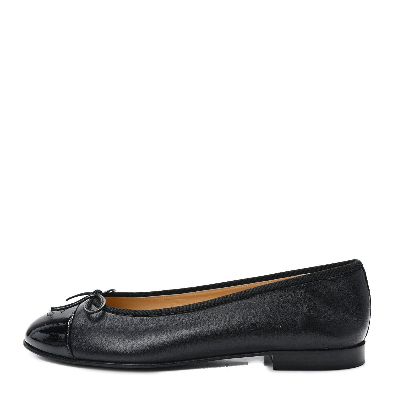Chanel Lambskin Patent Cap Toe Ballerina Flats 40 Black 1 of 9