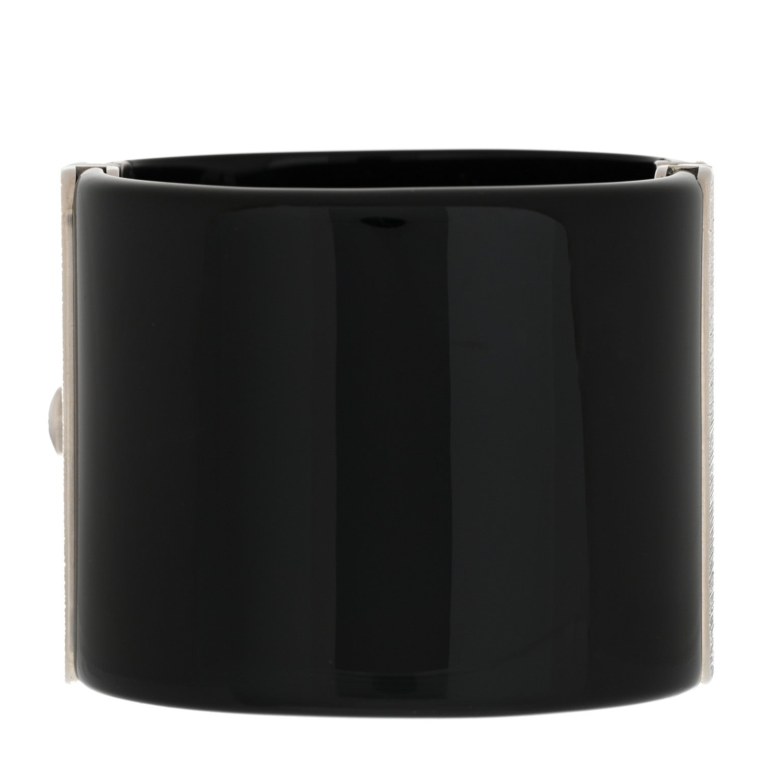 Chanel Resin Baguette Crystal Dubai CC Cuff Bracelet Black Silver 3 of 6