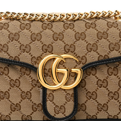 Gucci Monogram Matelasse Diagonal Small GG Marmont Shoulder Bag Beige Black 8 of 10