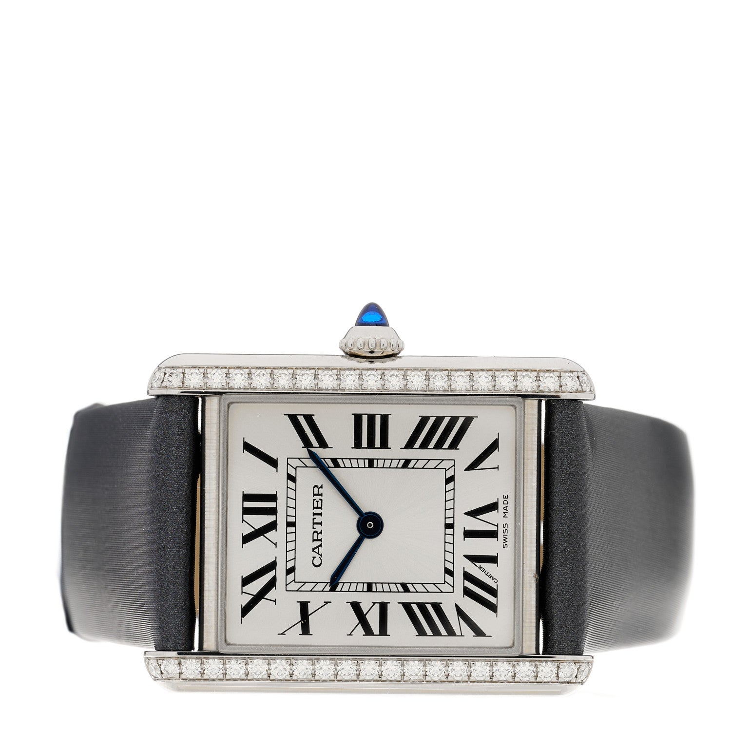 Cartier Stainless Steel Satin Diamond 25mm Must de Cartier Tank Quartz Watch 2 of 4