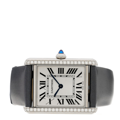 Cartier Stainless Steel Satin Diamond 25mm Must de Cartier Tank Quartz Watch 2 of 4