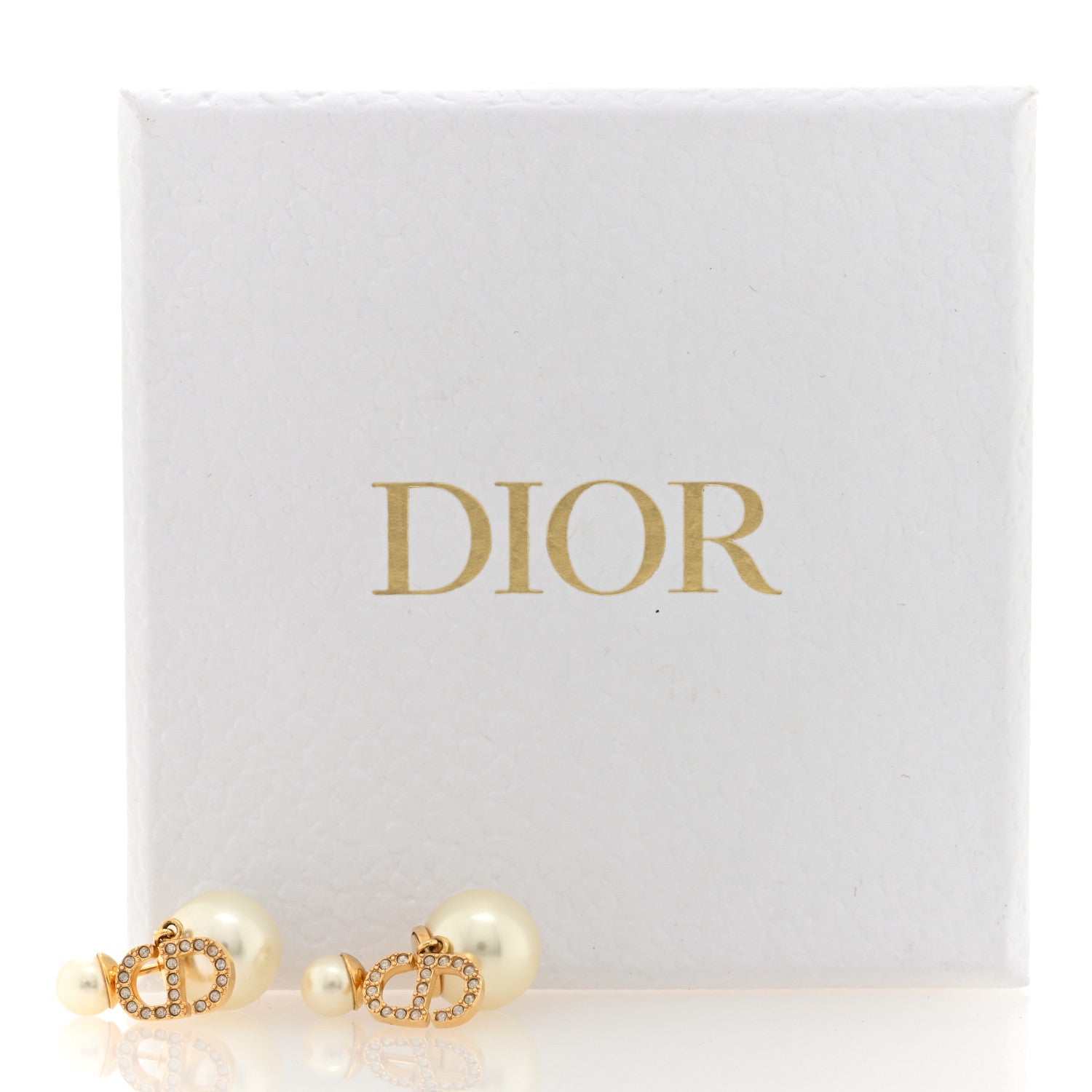 Christian Dior Pearl Crystal Tribal CD Drop Earrings Gold 5 of 5