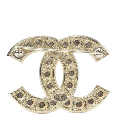 Chanel Pearl Crystal CC Brooch Gold 3 of 4