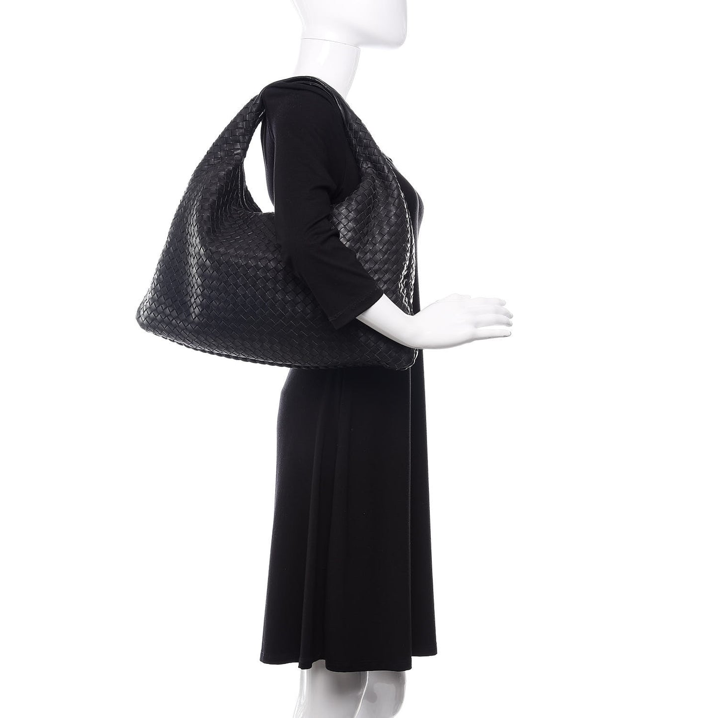 Nappa Intrecciato Large Veneta Hobo Black