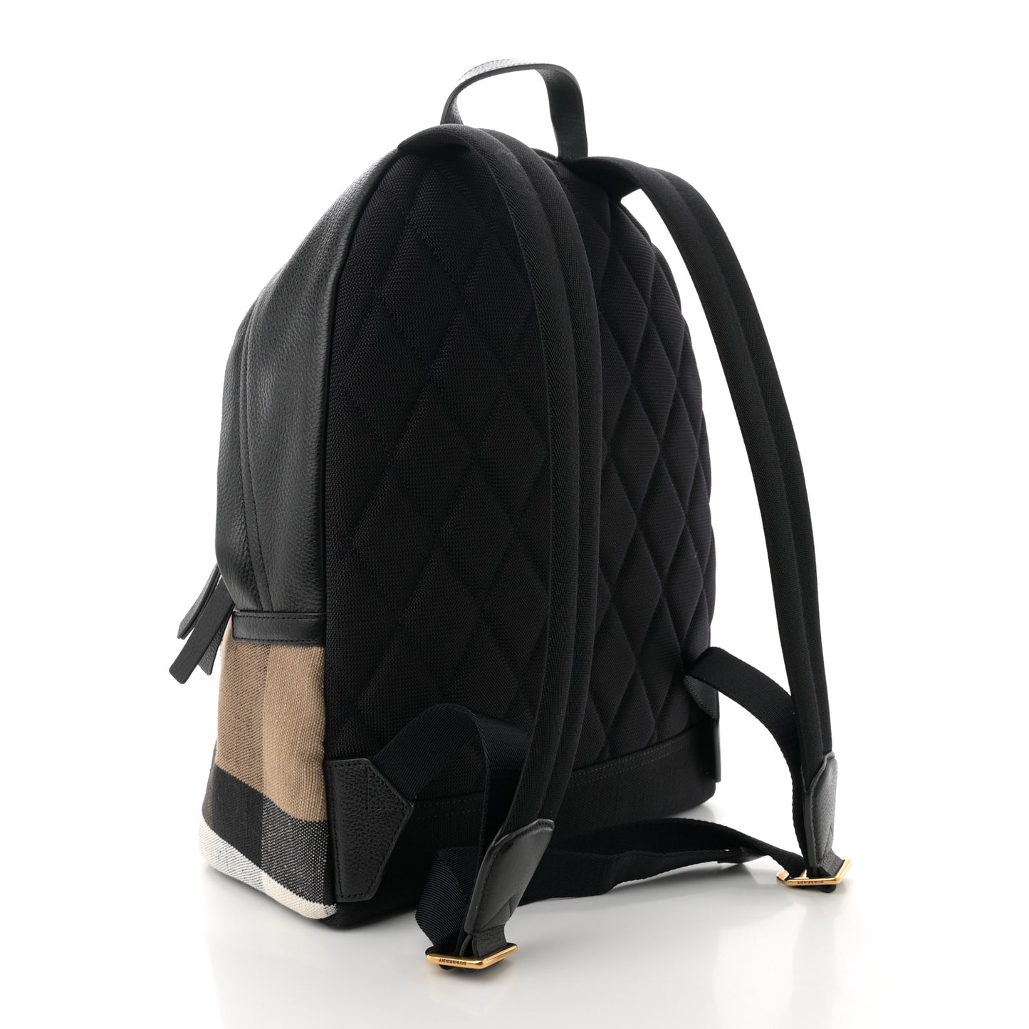 Mega Check Calfskin Abbeydale Simple Backpack Black Camel