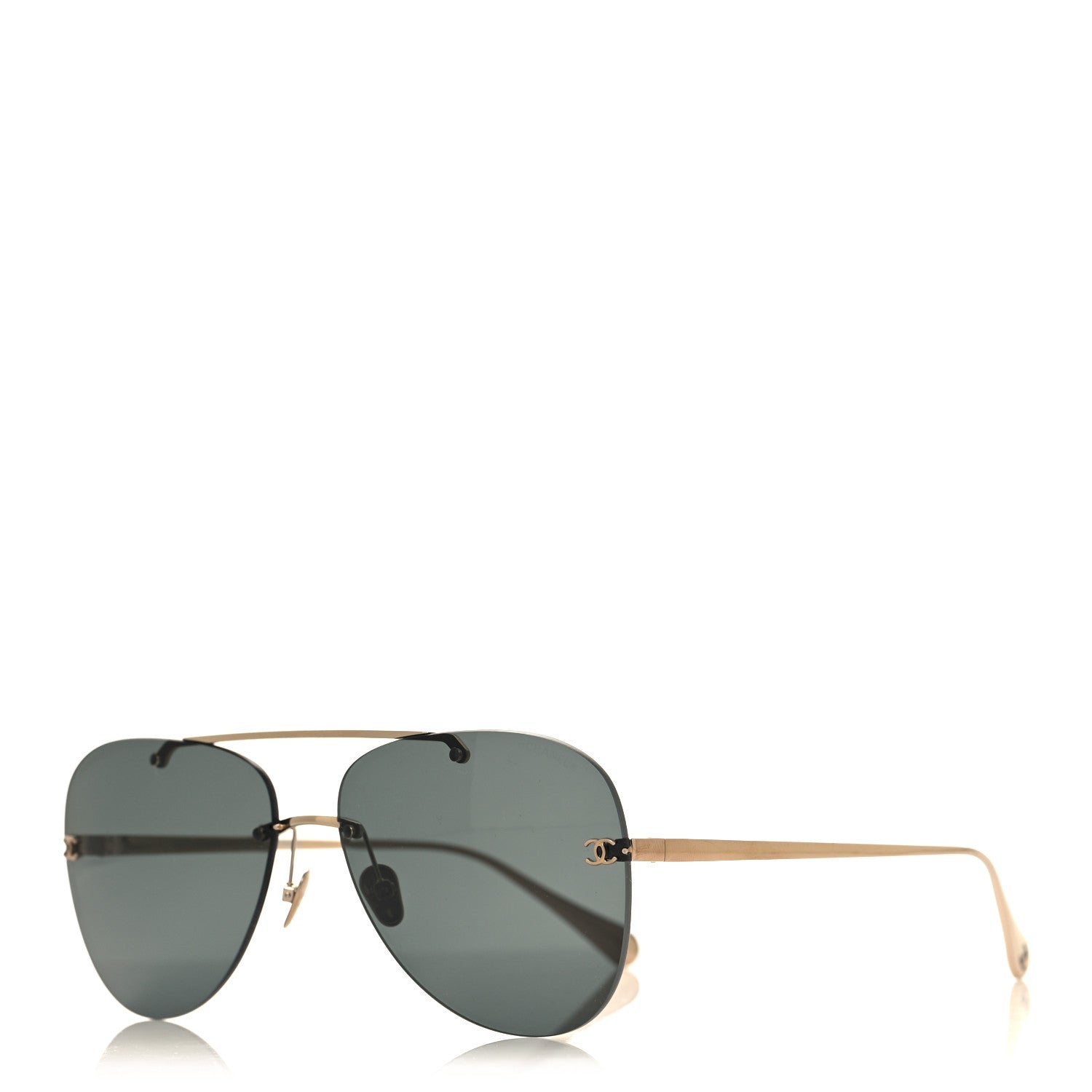 Chanel Titanium CC Pilot Aviator Sunglasses 4285-T Black Gold 1 of 7