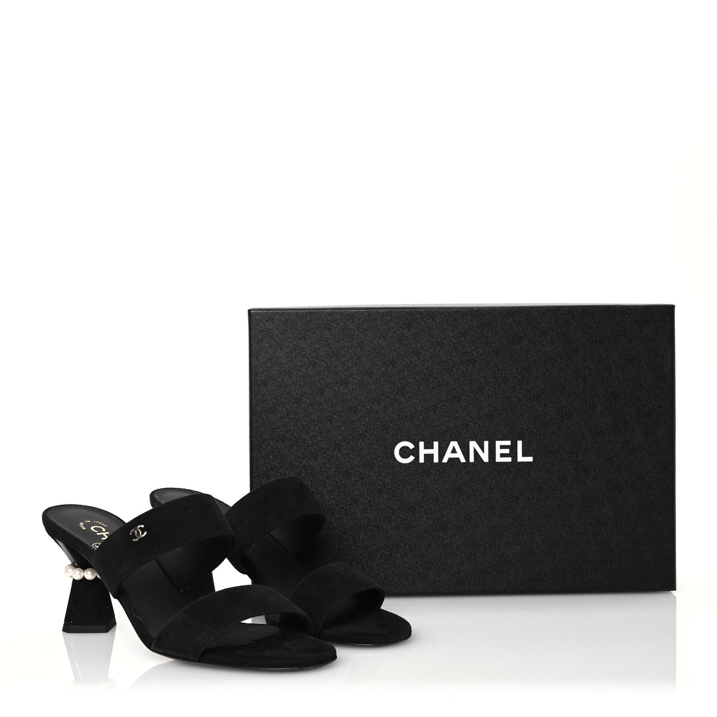 Suede Kidskin Pearl Sandals 38 Black
