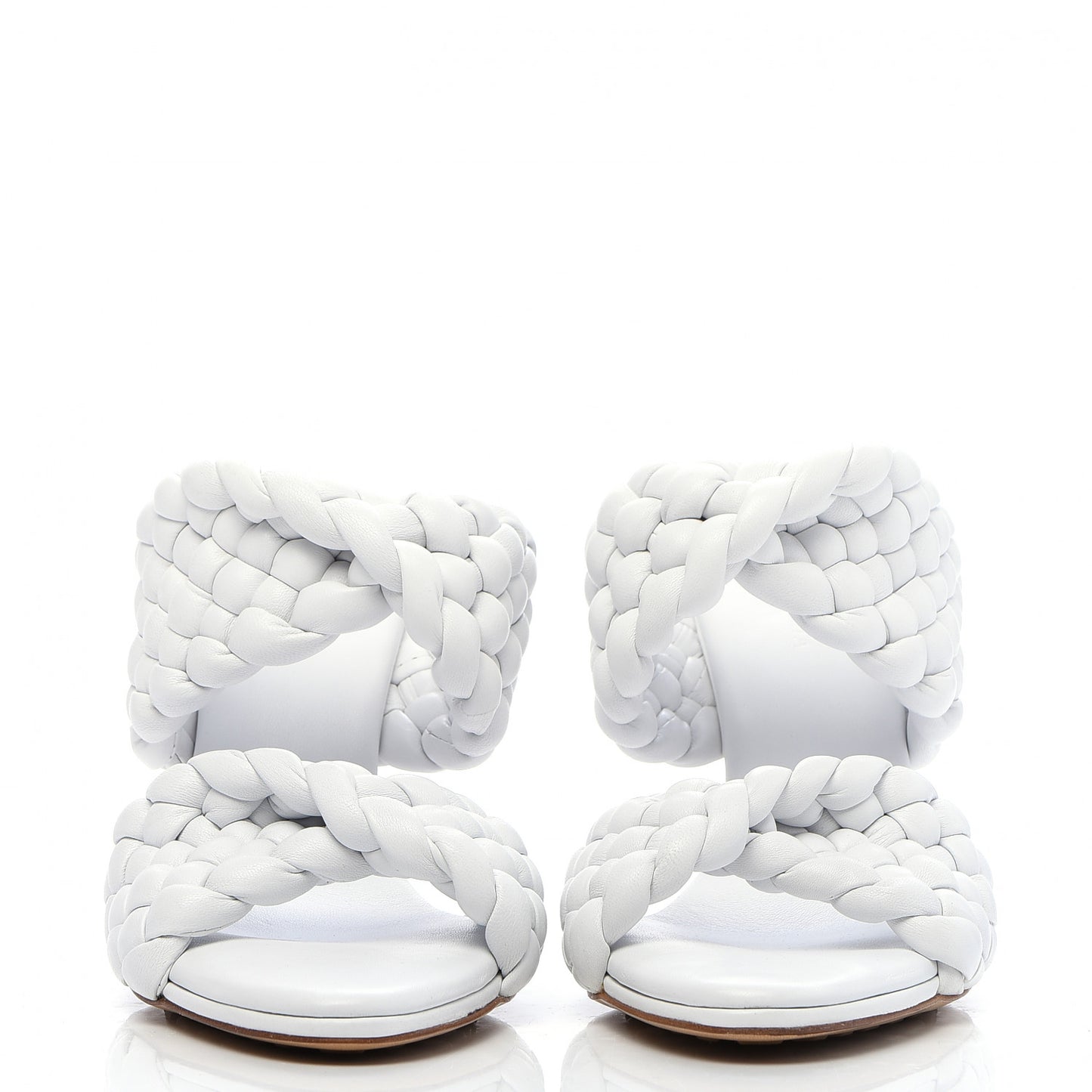 Nappa Twisted Padded Intrecciato Curve Slide Sandals 40 Optic White