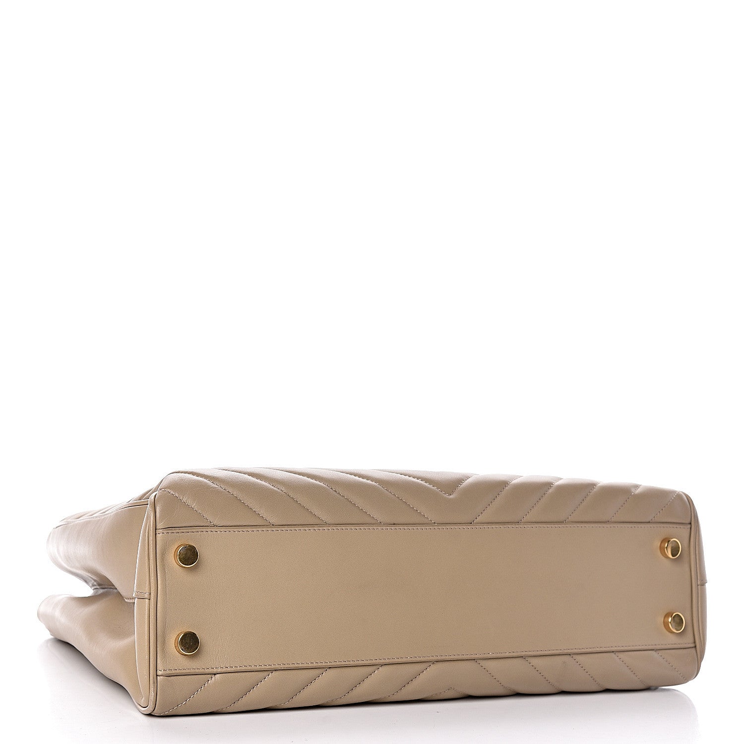 Saint Laurent Lambskin Matelasse Chevron Monogram Shopping Bag Dark Beige 4 of 10