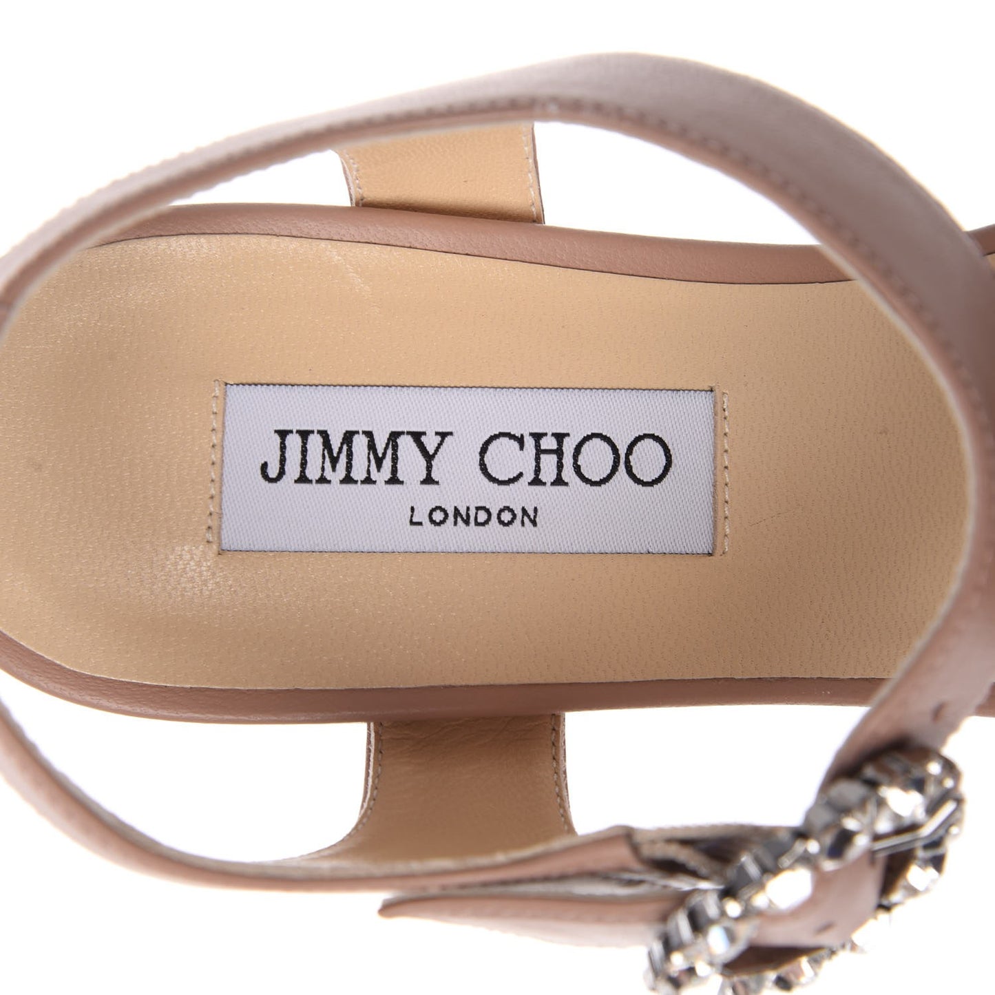 Nappa Crystal Buckle Nylah 100 Platform Wedge Sandals 39.5 Ballet Pink