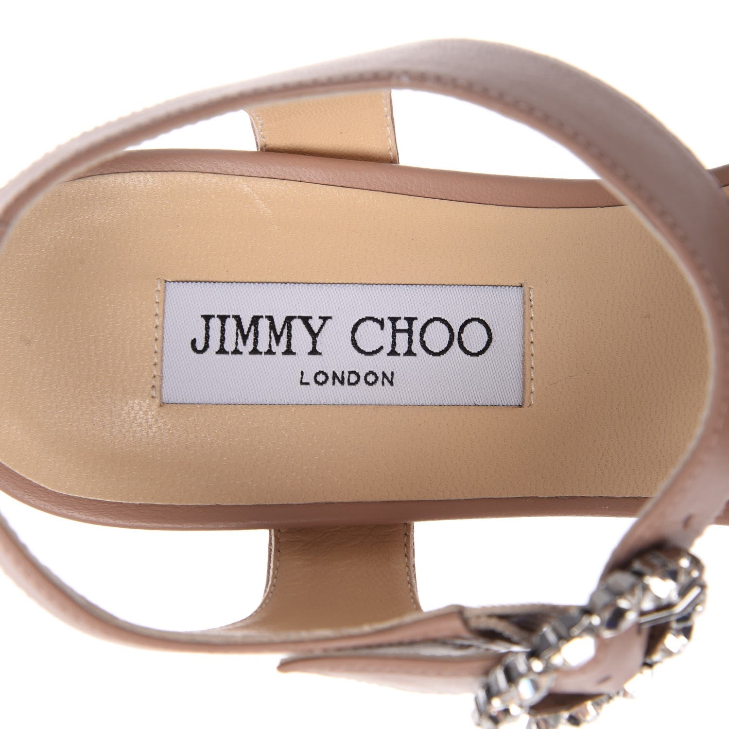 Jimmy Choo Nappa Crystal Buckle Nylah 100 Platform Wedge Sandals 39.5 Ballet Pink 10 of 14