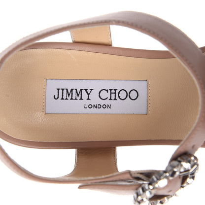 Jimmy Choo Nappa Crystal Buckle Nylah 100 Platform Wedge Sandals 39.5 Ballet Pink 10 of 14
