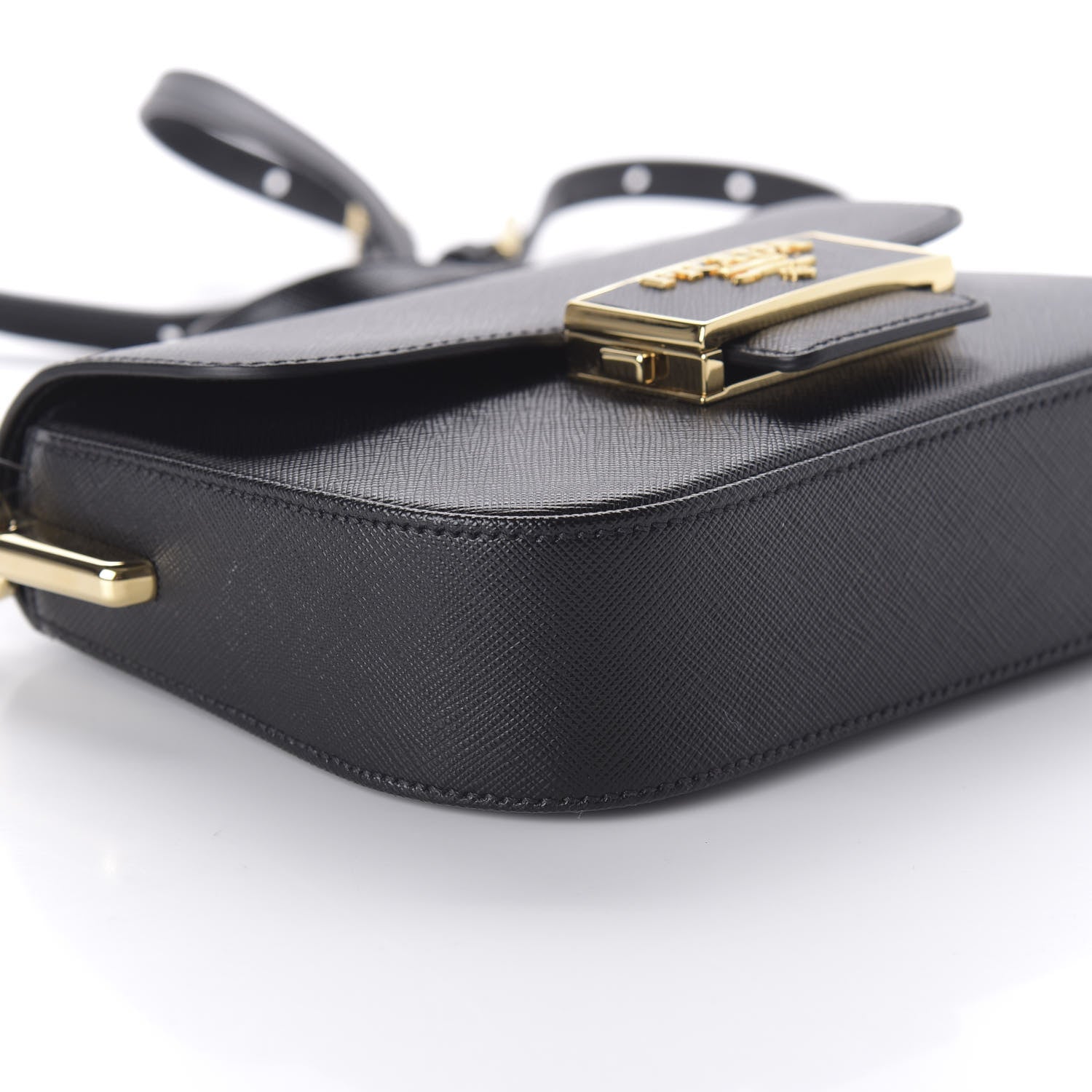 Prada Saffiano Lux Embleme Flap Shoulder Bag Black 6 of 9