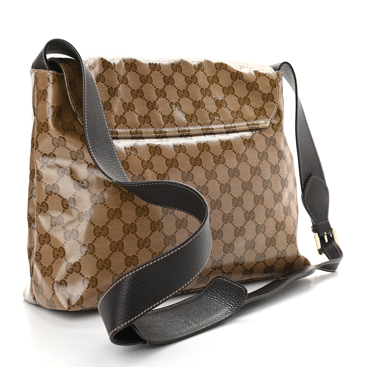 Crystal Monogram Flap Messenger Bag Beige Ebony