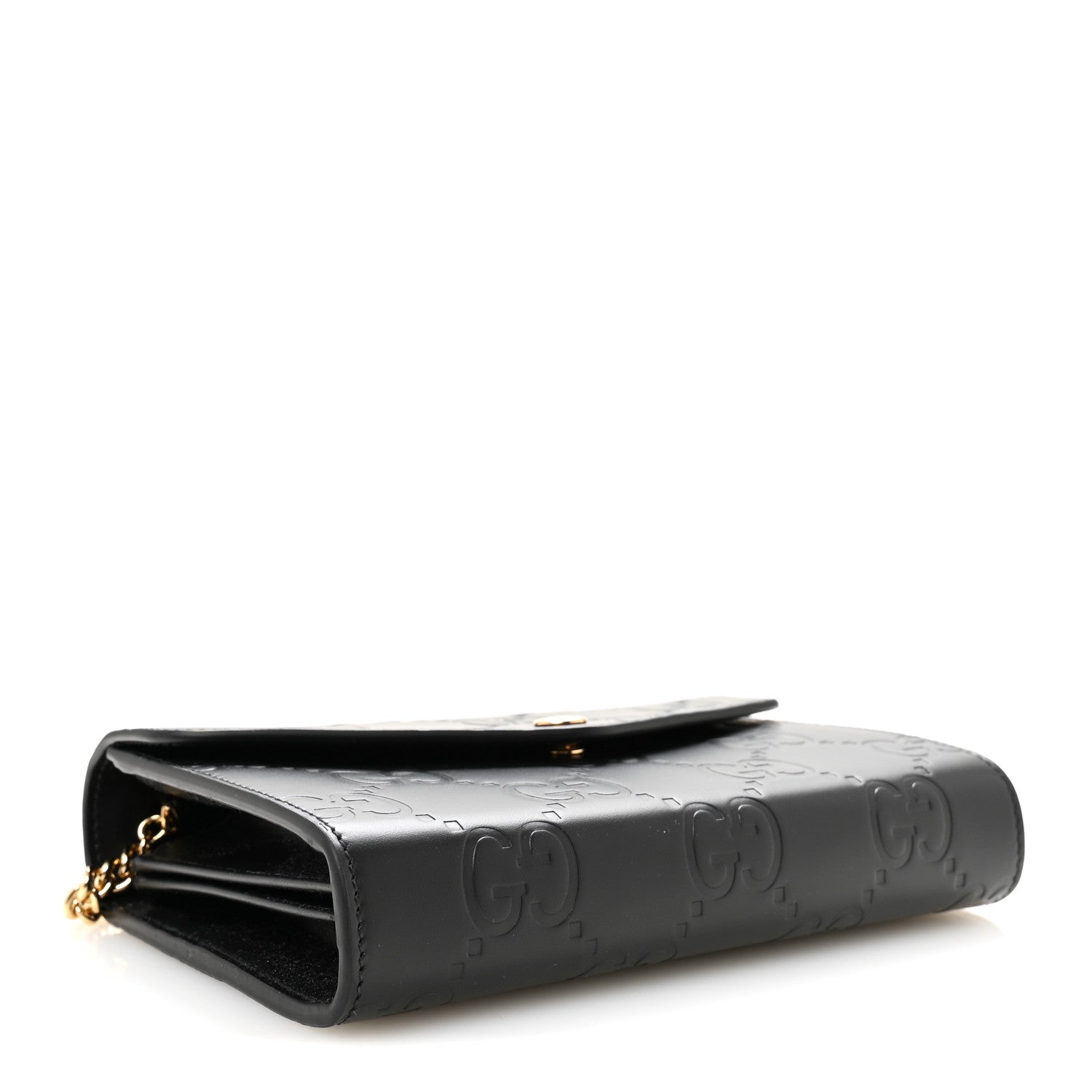 Gucci Calfskin GG Debossed Chain Wallet Black 4 of 10