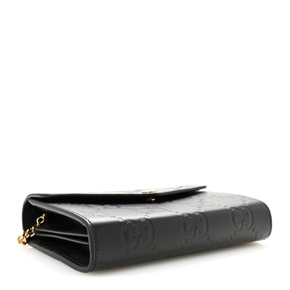 Gucci Calfskin GG Debossed Chain Wallet Black 4 of 10