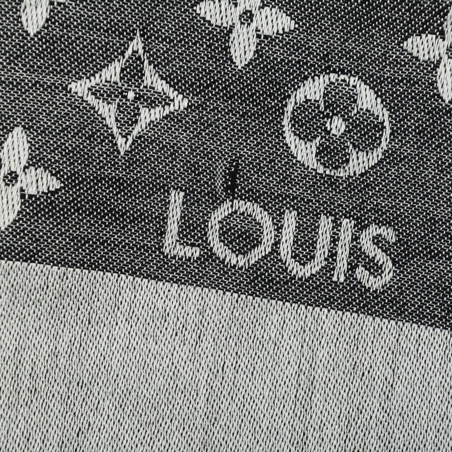 Louis Vuitton Wool Silk Monogram Denim Shawl Black 7 of 7