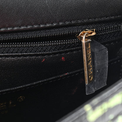 Chanel Calfskin Crocodile Embossed Graffiti 2.55 Mini Cocodile Reissue Flap Black Pink 6 of 11