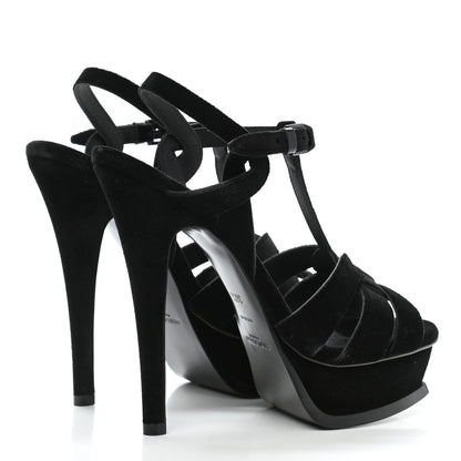 Saint Laurent Velvet Tribute 105 Platform Sandals 36.5 Black 4 of 7