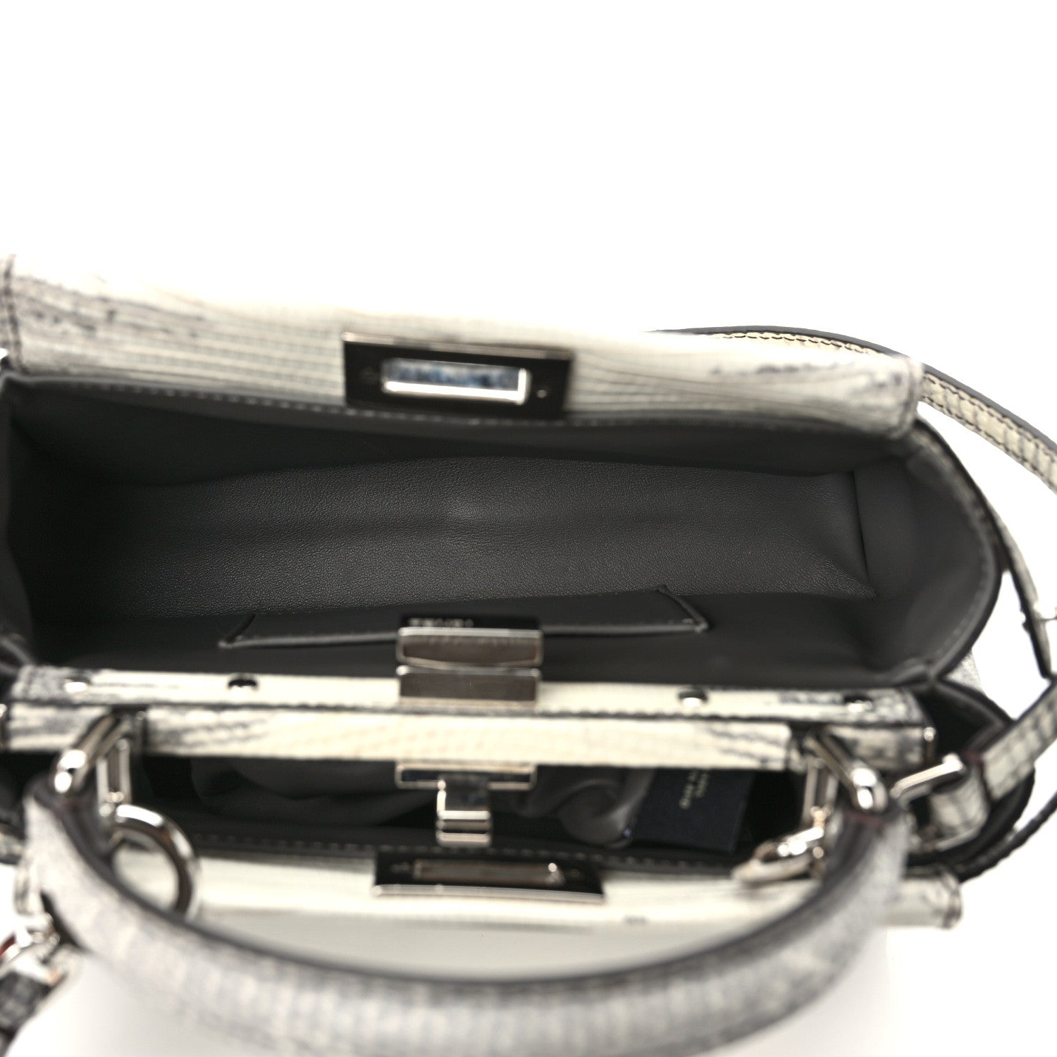Fendi Lizard Togo Shiny Nappa Mini Peekaboo Iconic Satchel Roccia 5 of 8