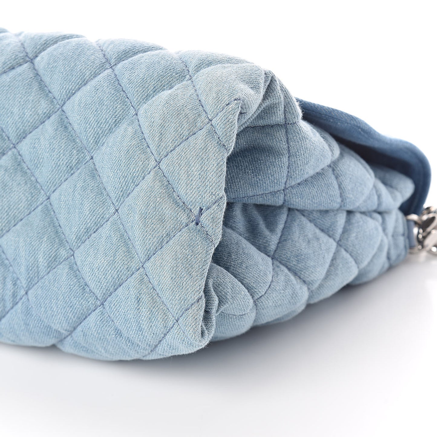 Eco Denim Quilted Large Beckett Shoulder Bag Blue
