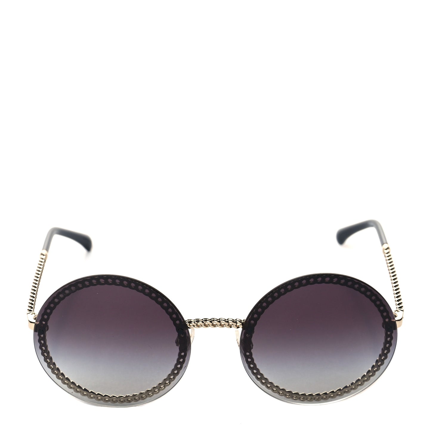 Metal Chain Round Sunglasses 4245 Black