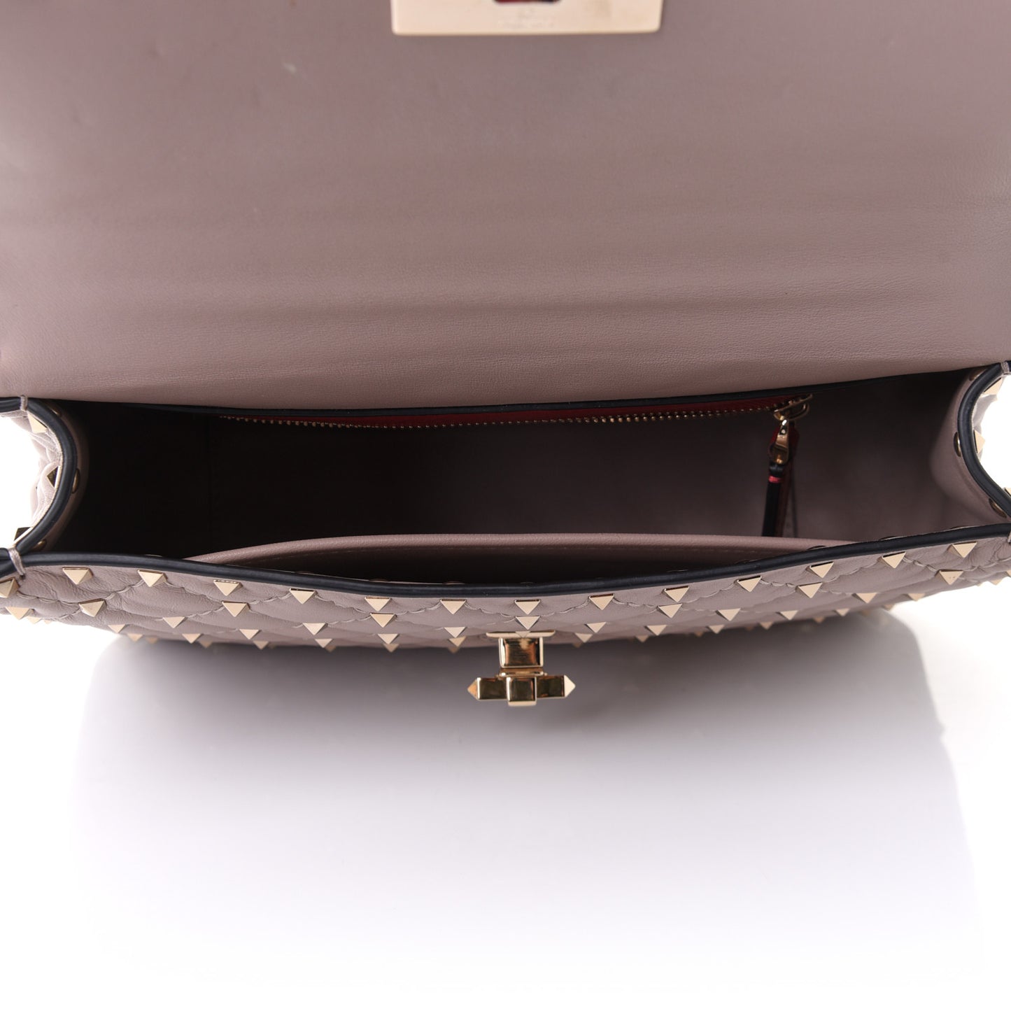 Lambskin Medium Rockstud Spike Shoulder Bag Poudre