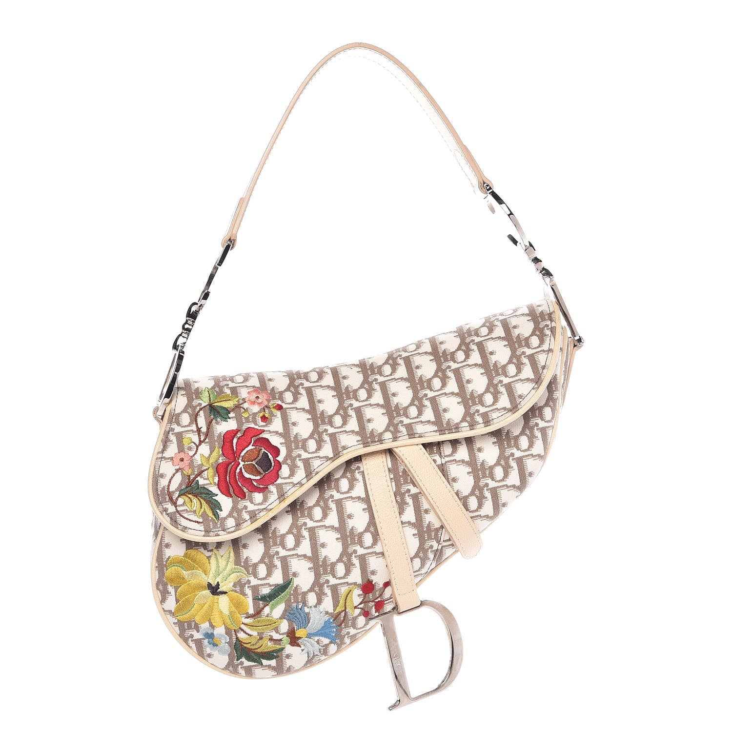 Christian Dior Monogram Vintage Flowers Saddle Bag Beige 1 of 9