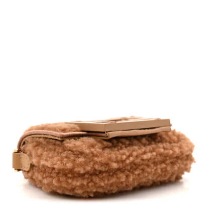 Fendi Shearling Nano Maxi Buckle Baguette Charm Camel 4 of 7