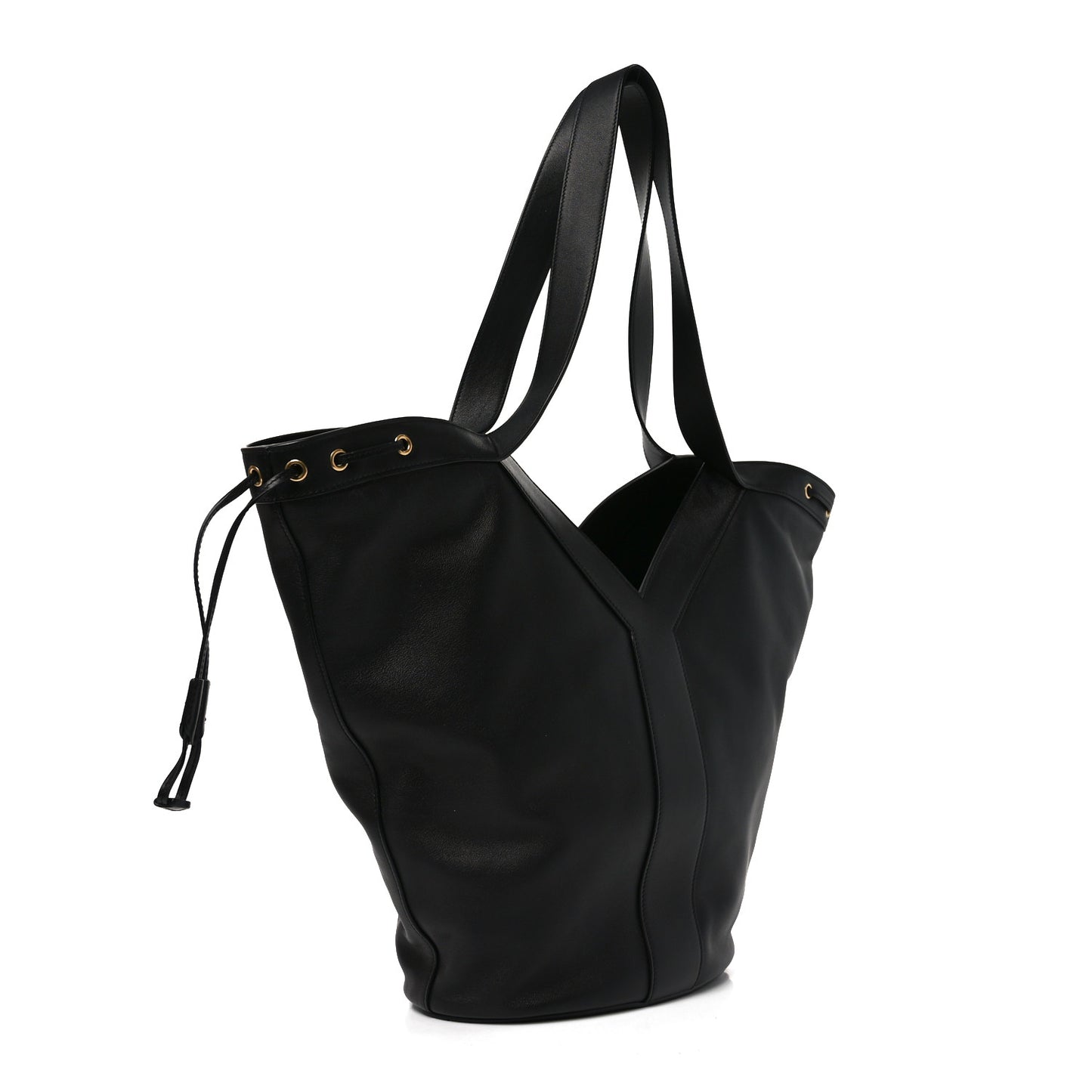 Santorini Lux Calfskin Y Drawstring Tote Black