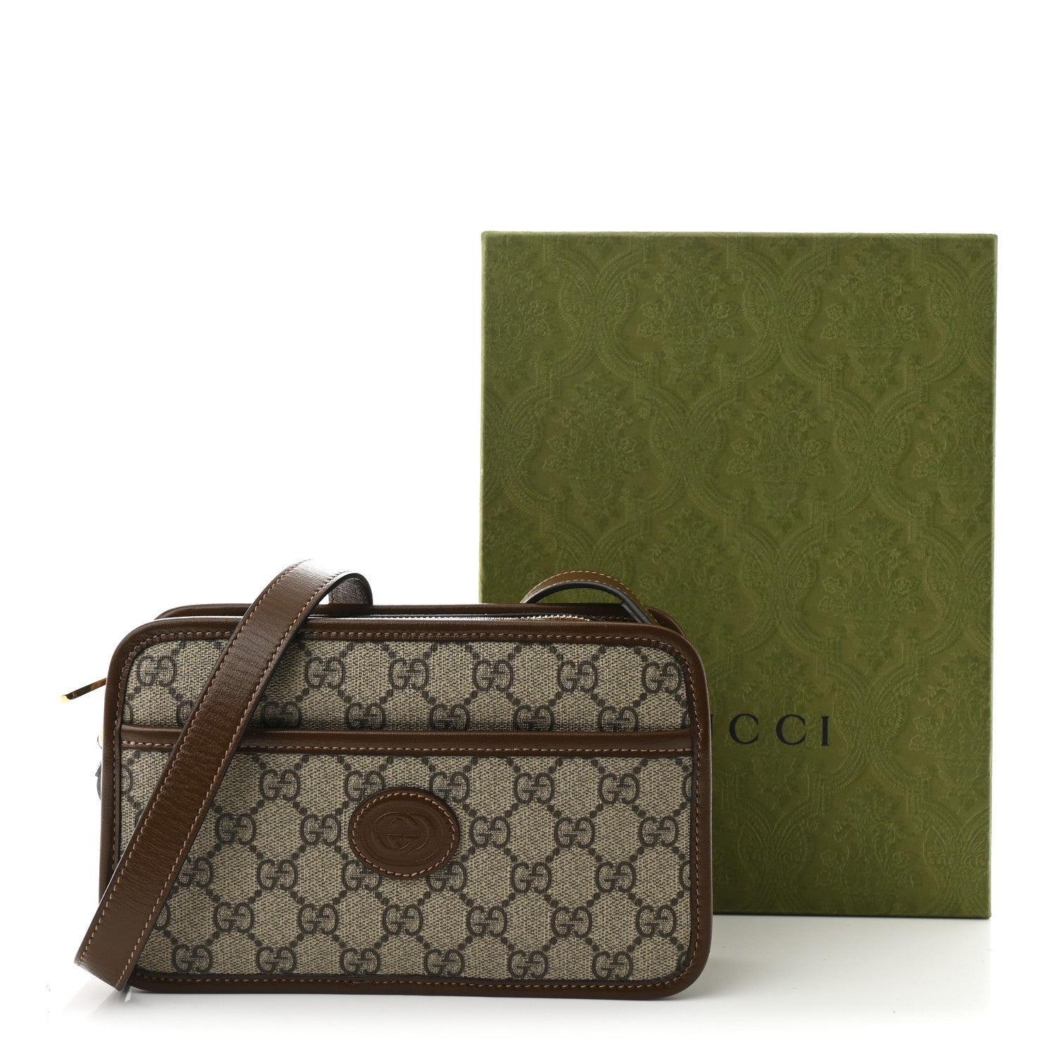 Gucci GG Supreme Monogram Azalea Calfskin Mini Retro Interlocking G Shoulder Bag Beige Ebony Brown Sugar 11 of 11