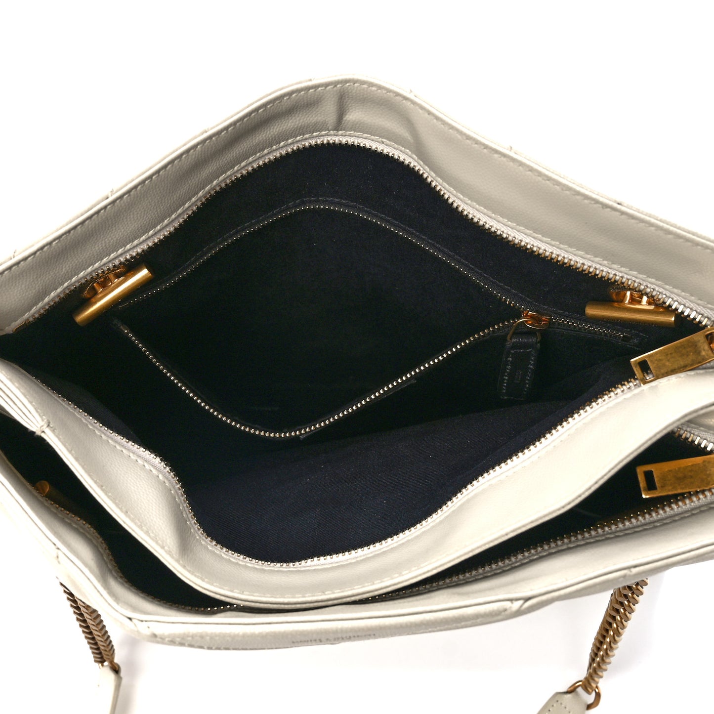 Grain de Poudre Matelasse Chevron Medium Tribeca Shopping Bag Crema Soft