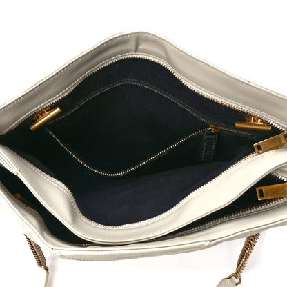 Saint Laurent Grain de Poudre Matelasse Chevron Medium Tribeca Shopping Bag Crema Soft 5 of 12