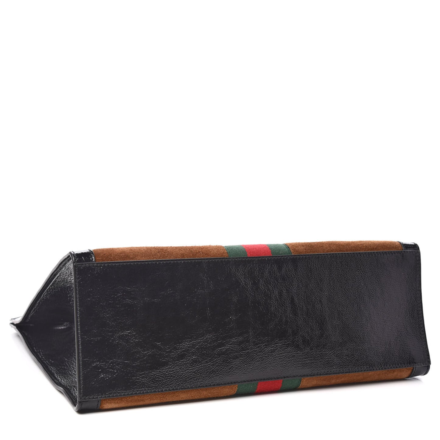 Suede Patent Web Ophidia Vertical Tote Nocciola Black