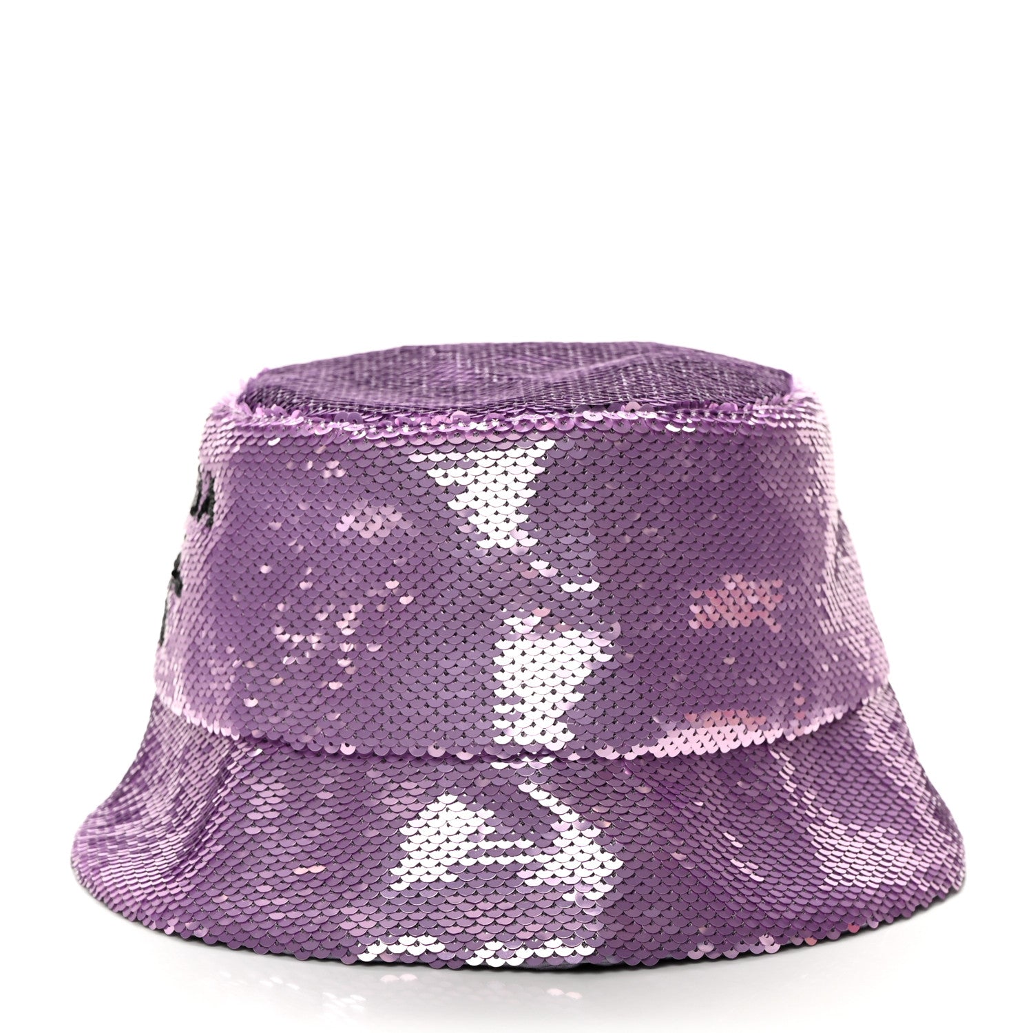 Prada Paillettes Triangle Logo Womens Bucket Hat M Purple 4 of 8