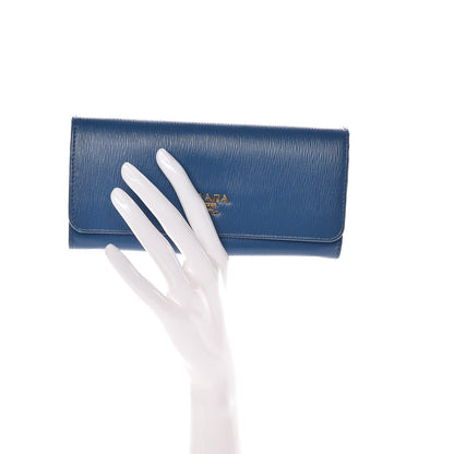 Prada Vitello Move Continental Flap Wallet Cobalto 2 of 12