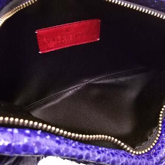 Valentino Garavani Python Bow Clutch Blue 5 of 7