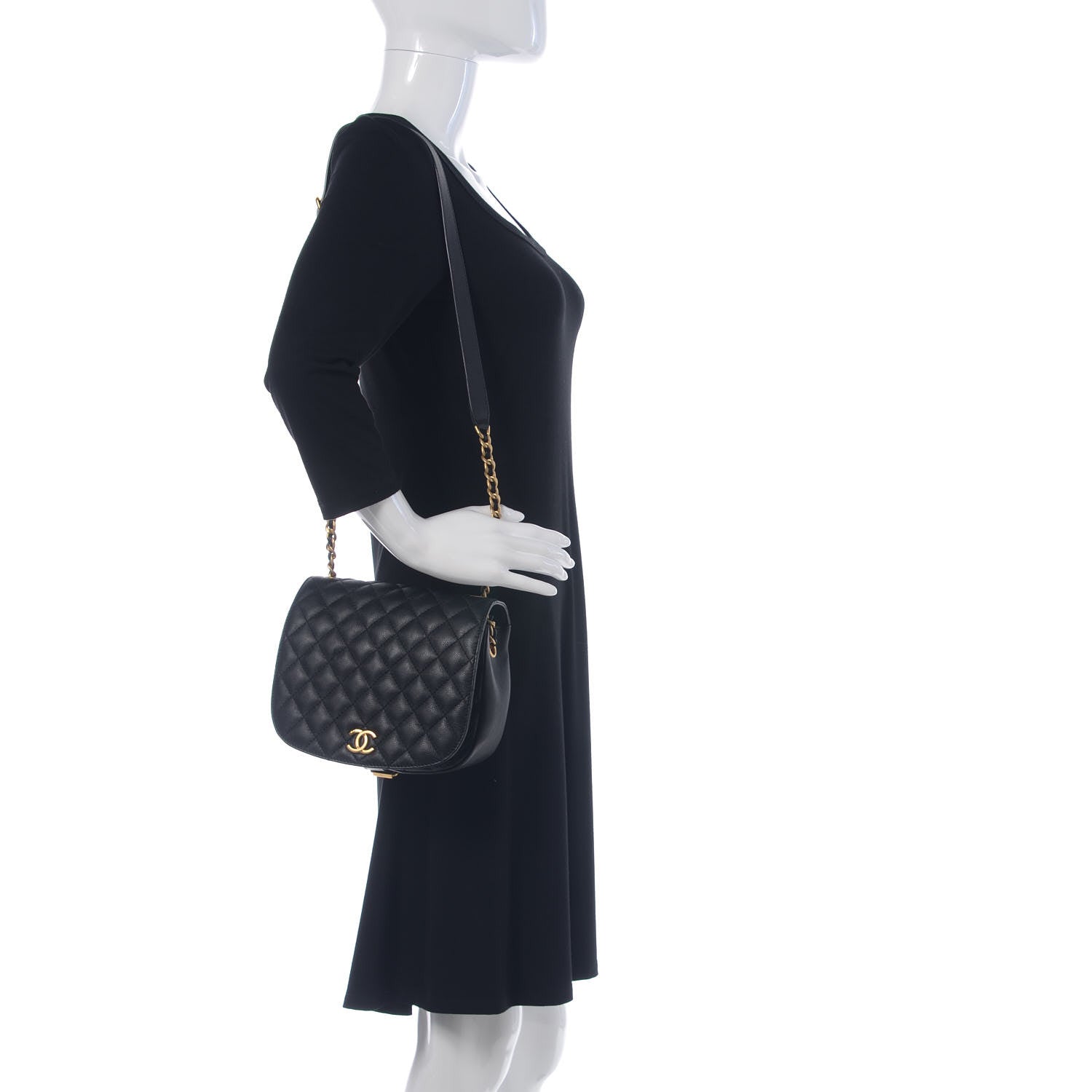 Chanel Grained Calfskin Quilted Messenger Flap Black 2 of 10