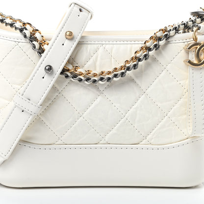 Chanel Aged Calfskin Quilted Small Gabrielle Hobo White 9 of 11