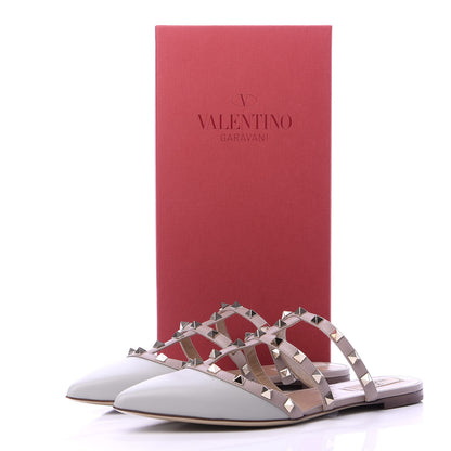 Valentino Garavani Nappa Rockstud Flat Cage Mules 39.5 Opal Grey Poudre 9 of 9