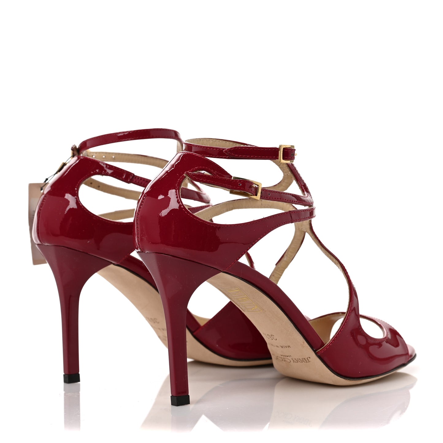 Patent Calfskin Lance Sandals 36.5 Raspberry