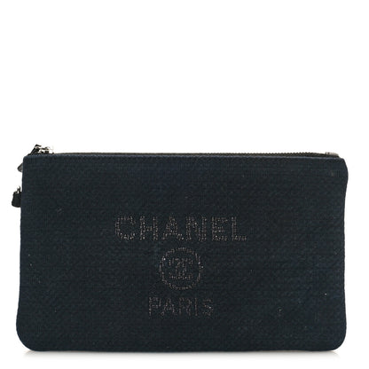 Chanel Mixed Fibers Small Deauville Pouch Blue 1 of 7