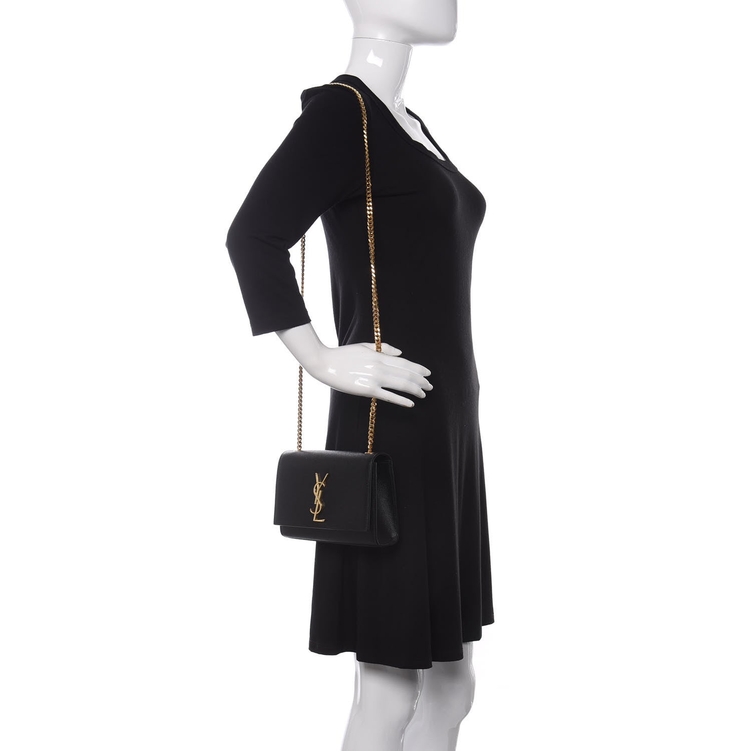 Saint Laurent Grain De Poudre Small Monogram Kate Satchel Black 2 of 8