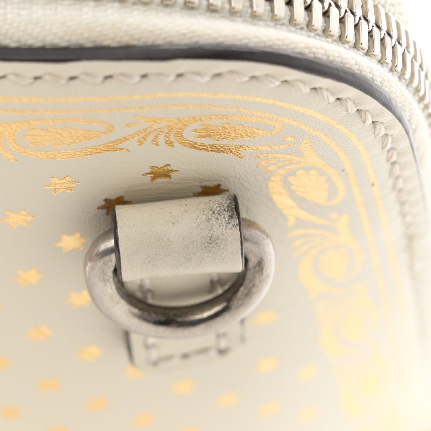 X SEGA Calfskin GUCCY Stars Mini Dome Shoulder Bag Mystic White Gold