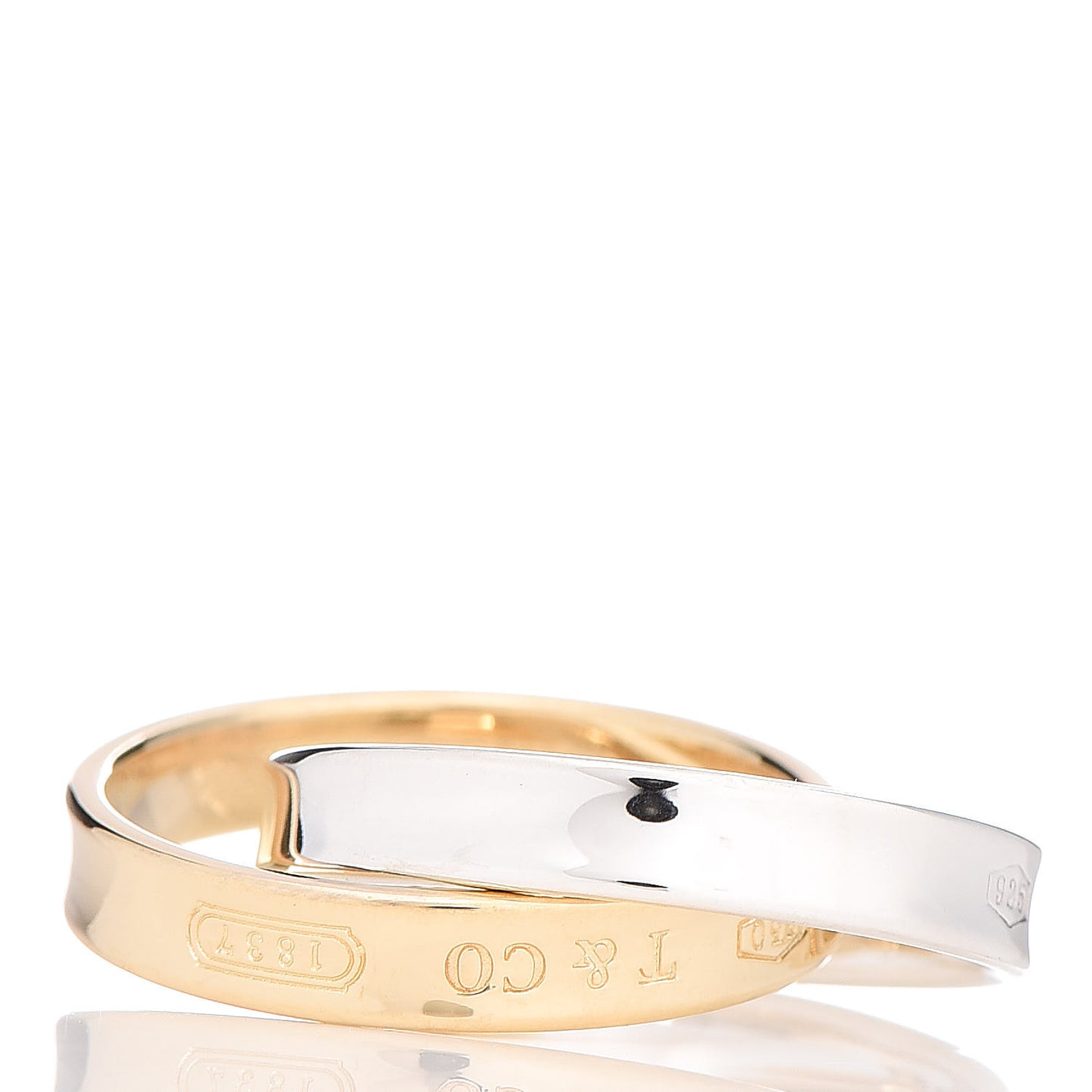 18K Yellow Gold Sterling Silver 1837 Interlocking Circles Ring 52 6