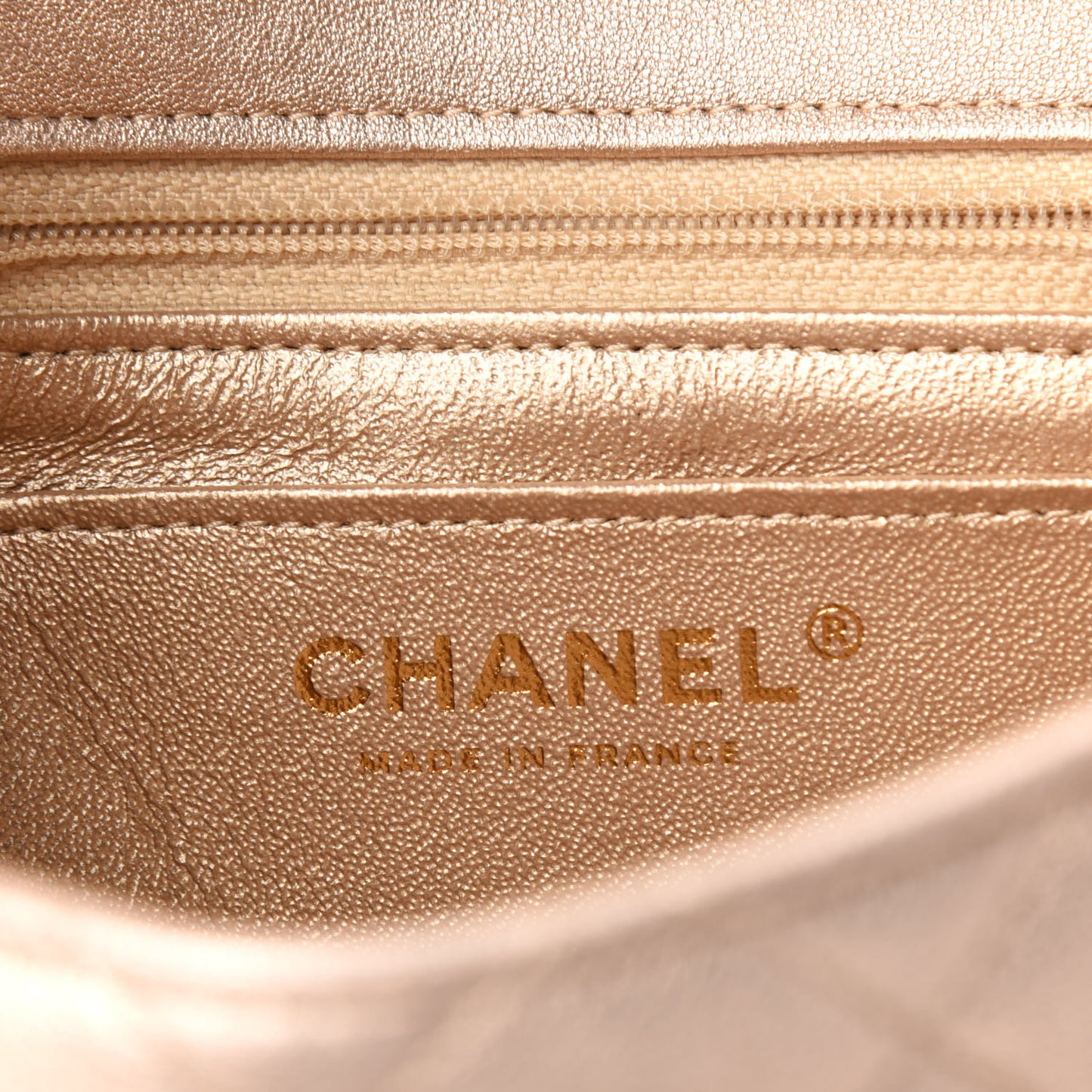 Metallic Lambskin Quilted Mini Square Flap Gold