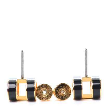 Hermes Gold Lacquered Pop H Earrings Black 3 of 3