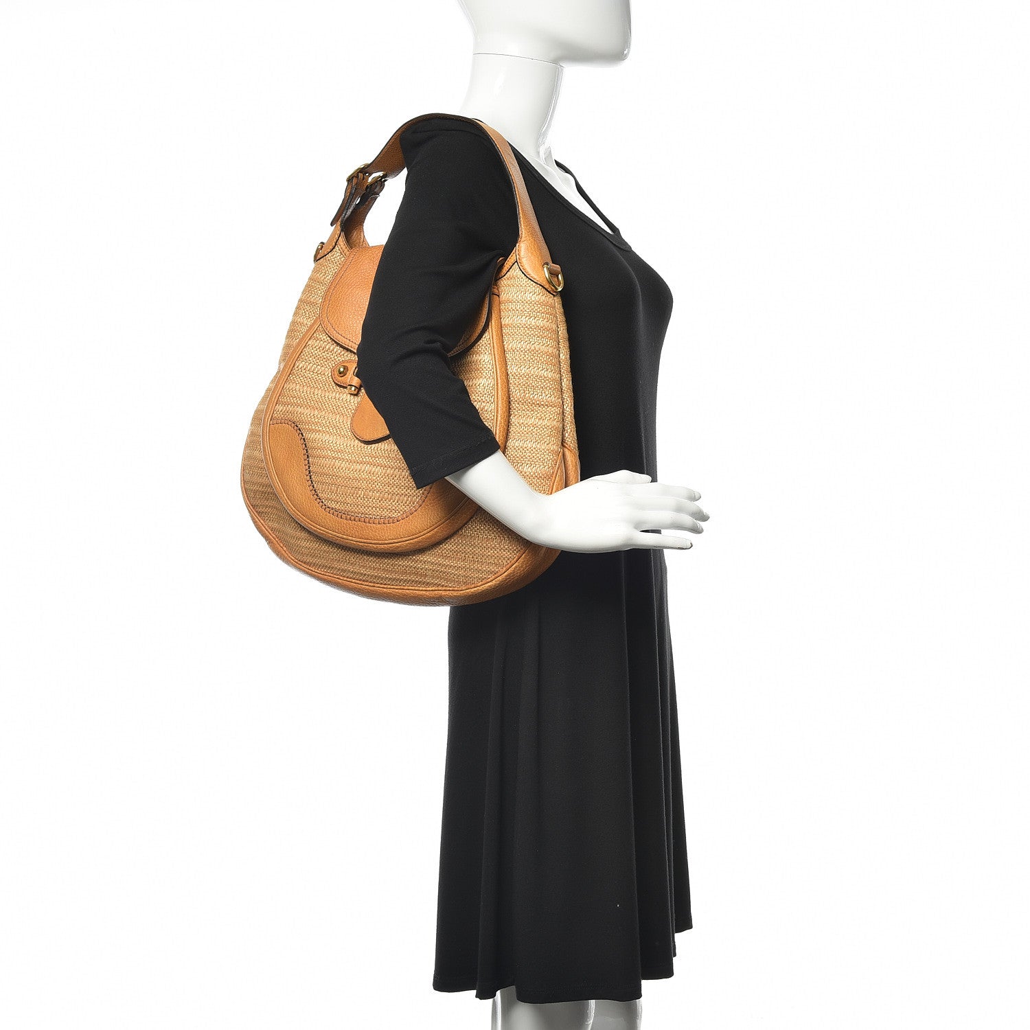Gucci Libeccio Raffia Large New Pelham Shoulder Bag Light Brown 2 of 9