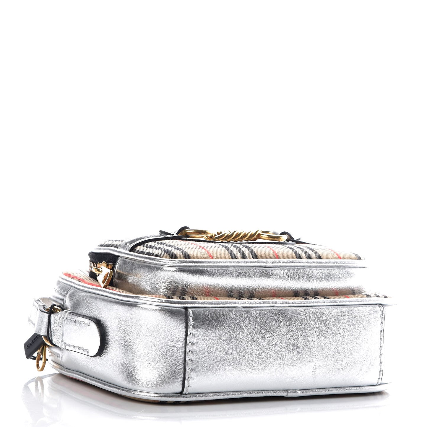 Smooth Calfskin 1983 Knight Check Link Camera Bag Silver
