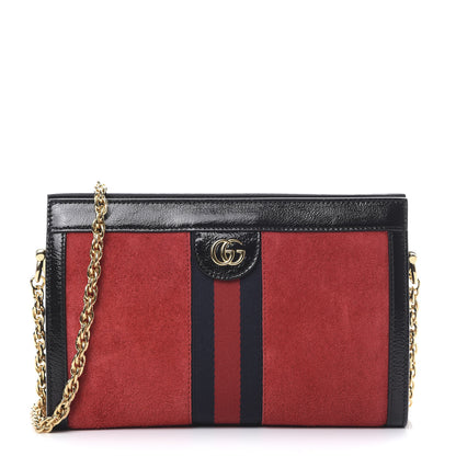 Gucci Suede Patent Web Small Ophidia Chain Shoulder Bag Hibiscus Red Black 1 of 10